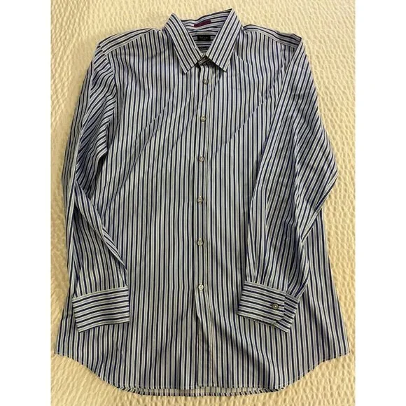 Paul Smith London Made in Italy Bold Blues Stripe Sport Shirt 17.5/44 $275 - Picture 2 of 6
